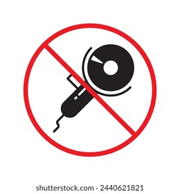 Forbidden Prohibited Warning, caution, attention, restriction label danger. Do not use industrial saw vector icon. Saw flat sign design. Saw symbol pictogram