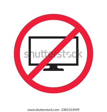 Forbidden Prohibited Warning, caution, attention, restriction label danger. No computer vector icon. Do not use pc sign design. No monitor screen symbol flat pictogram. No computer