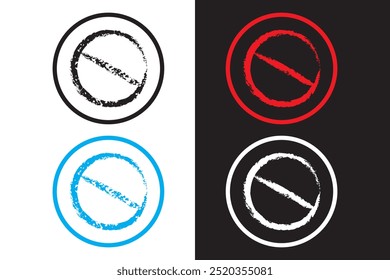 forbidden and Prohibition icon stamp. no entry road sign, stop entry Vector illustration.