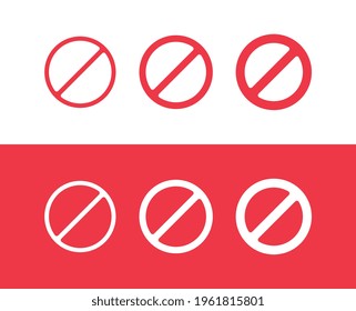 Forbidden or prohibition sign collection, no symbol illustration, flat icon design set