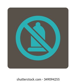 Forbidden Protection vector icon. Style is flat rounded square button, cyan and grey colors, white background.