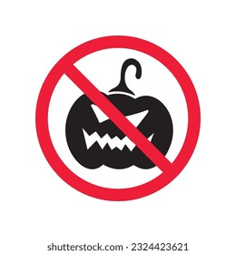 Forbidden pumpkin icon. No pumpkin vector sign. Prohibited Warning, caution, attention, restriction. No pumpkin icon. EPS 10 flat symbol pictogram