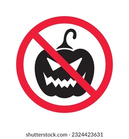 Forbidden pumpkin icon. No pumpkin vector sign. Prohibited Warning, caution, attention, restriction. No pumpkin icon. EPS 10 flat symbol pictogram