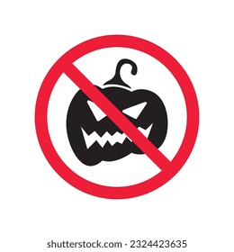 Forbidden pumpkin icon. No pumpkin vector sign. Prohibited Warning, caution, attention, restriction. No pumpkin icon. EPS 10 flat symbol pictogram