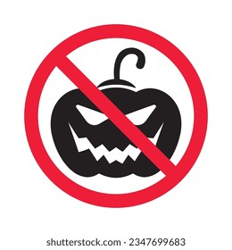 Forbidden pumpkin vector icon. Warning, caution, attention, restriction, label, ban, danger. No pumpkin flat sign design pictogram symbol. No halloween icon