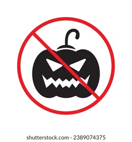 Forbidden pumpkin vector icon. Warning, caution, attention, restriction, label, ban, danger. No pumpkin flat sign design pictogram symbol. No halloween icon UX UI