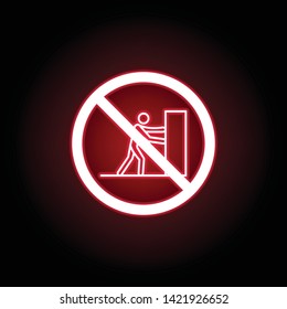 Forbidden pushing icon in red neon style. Can be used for web, logo, mobile app, UI, UX 