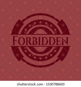 Forbidden realistic red emblem. Vector Illustration. Detailed.