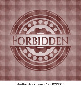 Forbidden red emblem with geometric background. Seamless.