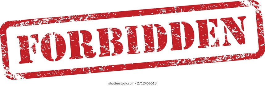 Forbidden Red Grunge Rubber Stamp