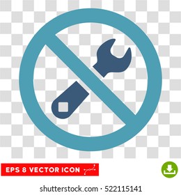 Forbidden Repair EPS vector icon. Illustration style is flat iconic bicolor cyan and blue symbol on white background.