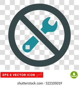 pictograma vetorial EPS de reparação proibida. O estilo de ilustração é um símbolo icônico plano bicolor azul suave em fundo branco.