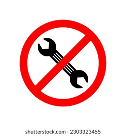 Forbidden Repair vector icon. No Spanner icon. Illustration on white background..eps