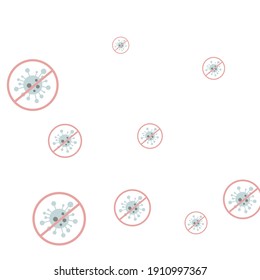 Forbidden Restrictions Red Virus Pandemic Illustration. Danger Sign Gray Sick Grey Negative Coronavirus Quarantine Wallpaper. Stop Covid Silver Test Epidemic Blue Covid-19 Healthcare Background.