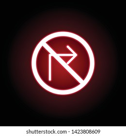 Forbidden right icon in red neon style. can be used for web, logo, mobile app, UI, UX 