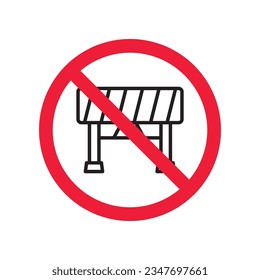 Forbidden road barrier icon. Warning, caution, attention, restriction, label, ban, danger. Road under construction vector icon. No entry flat sign design  pictogram symbol. No traffic icon