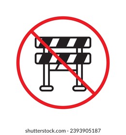 Forbidden road barrier icon. Warning, caution, attention, restriction, label, ban, danger. Road under construction vector icon. No entry flat sign design  pictogram symbol. No traffic icon UX UI