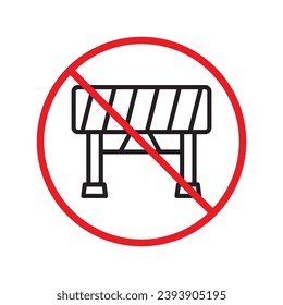 Forbidden road barrier icon. Warning, caution, attention, restriction, label, ban, danger. Road under construction vector icon. No entry flat sign design  pictogram symbol. No traffic icon UX UI