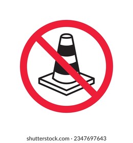 Forbidden road cone icon. Warning, caution, attention, restriction, label, ban, danger. Road cone icon. Traffic cone vector icon. Trafic cone flat sign design  pictogram symbol. No traffic icon