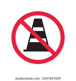 Forbidden road cone icon. Warning, caution, attention, restriction, label, ban, danger. Road cone icon. Traffic cone vector icon. Trafic cone flat sign design  pictogram symbol. No traffic icon