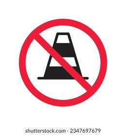 Forbidden road cone icon. Warning, caution, attention, restriction, label, ban, danger. Road cone icon. Traffic cone vector icon. Trafic cone flat sign design  pictogram symbol. No traffic icon