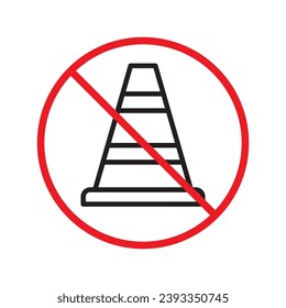 Forbidden road cone icon. Warning, caution, attention, restriction, label, ban, danger. Road cone icon. Traffic cone vector icon. Trafic cone flat sign design  pictogram symbol. No traffic icon UX UI