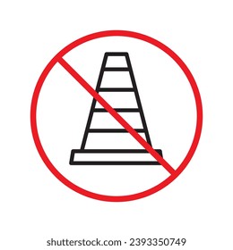 Forbidden road cone icon. Warning, caution, attention, restriction, label, ban, danger. Road cone icon. Traffic cone vector icon. Trafic cone flat sign design  pictogram symbol. No traffic icon UX UI