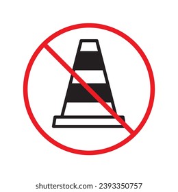 Forbidden road cone icon. Warning, caution, attention, restriction, label, ban, danger. Road cone icon. Traffic cone vector icon. Trafic cone flat sign design  pictogram symbol. No traffic icon UX UI