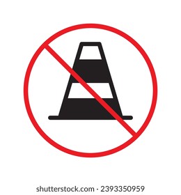 Forbidden road cone icon. Warning, caution, attention, restriction, label, ban, danger. Road cone icon. Traffic cone vector icon. Trafic cone flat sign design  pictogram symbol. No traffic icon UX UI