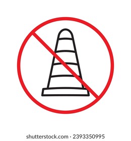 Verbotenes Straßenkegel-Symbol. Warnung, Vorsicht, Aufmerksamkeit, Einschränkung, Kennzeichnung, Verbot, Gefahr. Straßenkegel-Symbol. Verkehrskegels, Vektorsymbol. Piktogramm-Symbol für das Verkehrskegel-Flachzeichen. Kein Verkehrssymbol UX-Benutzeroberfläche
