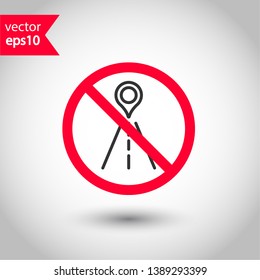 Forbidden road icon. No pass vector icon. No access pictogram. Prohibited road sign vector icon. Warning, danger, caution, attention, restriction. No way flat pictogram. Do not enter. Danger turn icon