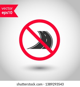 Forbidden road icon. No pass vector icon. No access pictogram. Prohibited road sign vector icon. Warning, danger, caution, attention, restriction. No way flat pictogram. Do not enter. Danger turn icon