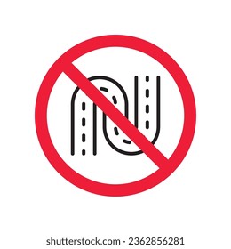 Verbotenes Straßensymbol. Kein Pass, Vektorsymbol. Kein Zugangspiktogramm. Verbotenes Straßenzeichen, Vektorsymbol. Warnung, Gefahr, Vorsicht, Aufmerksamkeit, Einschränkung. Kein flaches Piktogramm. Betreten Sie nicht. Gefahrenumdrehungssymbol