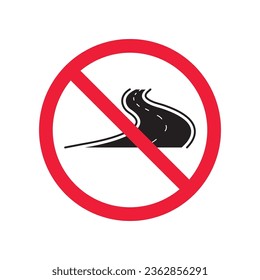 Forbidden road icon. No pass vector icon. No access pictogram. Prohibited road sign vector icon. Warning, danger, caution, attention, restriction. No way flat pictogram. Do not enter. Danger turn icon