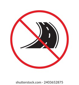 Forbidden road icon. No pass vector icon. No access pictogram. Prohibited road sign vector icon. Warning, danger, caution, attention, restriction. No way flat pictogram. Do not enter. Danger turn icon