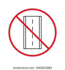 Forbidden road icon. No pass vector icon. No access pictogram. Prohibited road sign vector icon. Warning, danger, caution, attention, restriction. No way flat pictogram. Do not enter. Danger turn icon