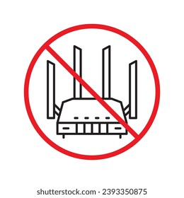 Forbidden router icon. Warning, caution, attention, restriction, label. Router icon. Router vector icon. Wifi modem flat sign design  pictogram symbol. No internet modem icon UX UI