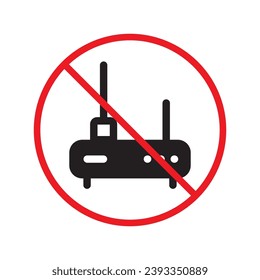 Forbidden router icon. Warning, caution, attention, restriction, label. Router icon. Router vector icon. Wifi modem flat sign design  pictogram symbol. No internet modem icon UX UI