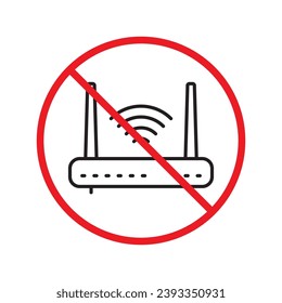 Forbidden router icon. Warning, caution, attention, restriction, label. Router icon. Router vector icon. Wifi modem flat sign design  pictogram symbol. No internet modem icon UX UI