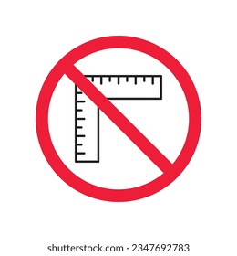 Icono de regla prohibida. Advertencia, precaución, atención, restricción, etiqueta. Icono de regla. Icono de vector de regla. Mida el símbolo del pictograma de diseño de signo plano. Icono sin escala