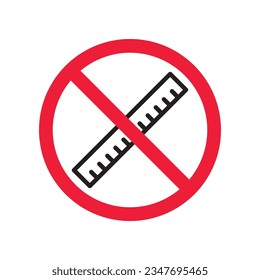 Icono de regla prohibida. Advertencia, precaución, atención, restricción, etiqueta. Icono de regla. Icono de vector de regla. Mida el símbolo del pictograma de diseño de signo plano. Icono sin escala