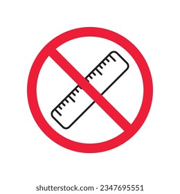 Icono de regla prohibida. Advertencia, precaución, atención, restricción, etiqueta. Icono de regla. Icono de vector de regla. Mida el símbolo del pictograma de diseño de signo plano. Icono sin escala