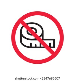 Verbotenes Lineal-Symbol. Warnung, Vorsicht, Aufmerksamkeit, Einschränkung, Etikett. Lineal Icon. Linear Vektorsymbol. Messen Sie das Symbol für Piktogramme mit flachen Zeichen. Symbol ohne Skalierung