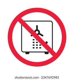 Verbotenes Symbol für Sicherheit. Warnung, Vorsicht, Aufmerksamkeit, Einschränkung, Etikett. Bank Safe Box Symbol. Sicheres Schloss-Vektorsymbol. Geldsicheres Piktogramm-Design-Symbol für flache Zeichen. Kein Vault-Symbol