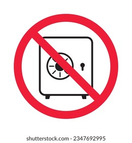 Forbidden safe icon. Warning, caution, attention, restriction, label. Bank safe box icon. Safe lock vector icon. Money safe flat sign design  pictogram symbol. No vault icon