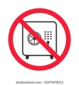 Forbidden safe icon. Warning, caution, attention, restriction, label. Bank safe box icon. Safe lock vector icon. Money safe flat sign design  pictogram symbol. No vault icon