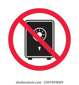 Forbidden safe icon. Warning, caution, attention, restriction, label. Bank safe box icon. Safe lock vector icon. Money safe flat sign design  pictogram symbol. No vault icon
