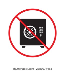 Forbidden safe icon. Warning, caution, attention, restriction, label. Bank safe box icon. Safe lock vector icon. Money safe flat sign design  pictogram symbol. No vault icon UX UI
