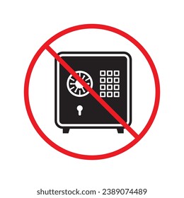 Forbidden safe icon. Warning, caution, attention, restriction, label. Bank safe box icon. Safe lock vector icon. Money safe flat sign design  pictogram symbol. No vault icon UX UI
