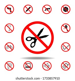 Forbidden scissors icon. set can be used for web, logo, mobile app, UI, UX